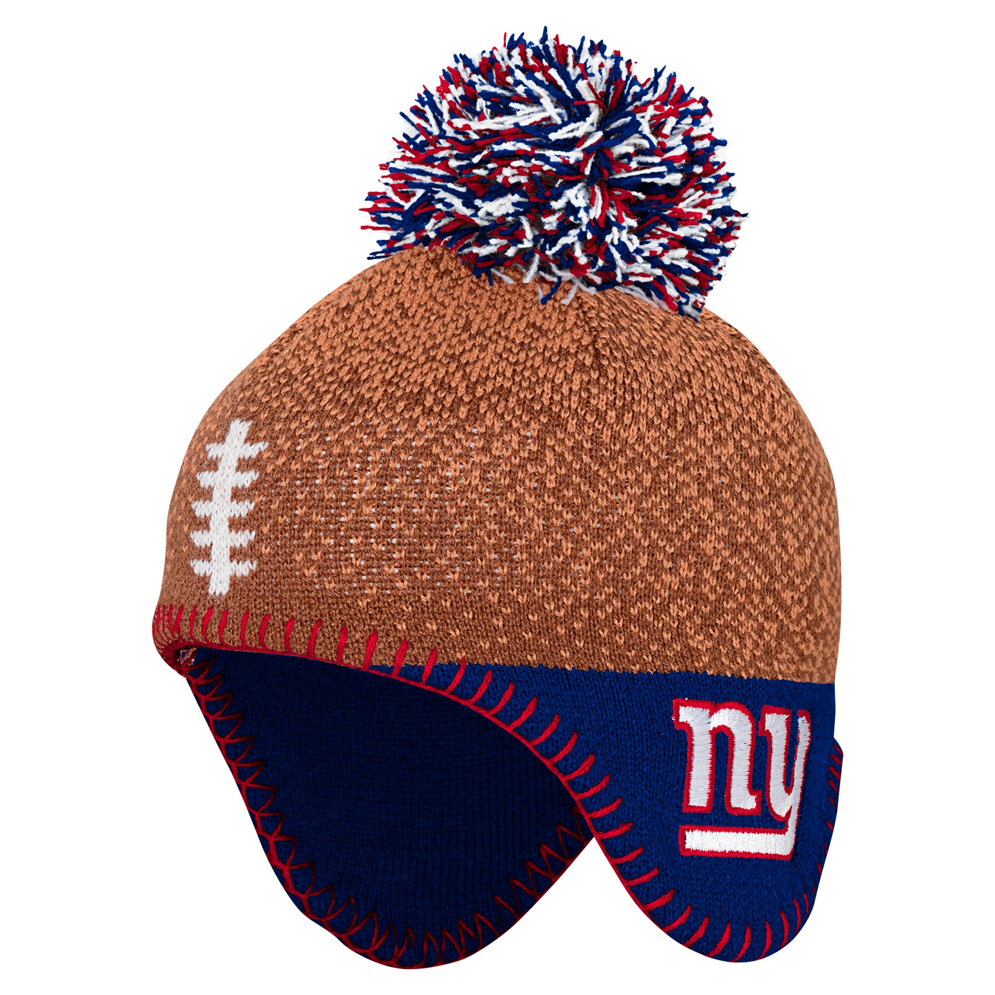 New York Giants preschool brown new york giants football head knit hat with pom | Giants Shop