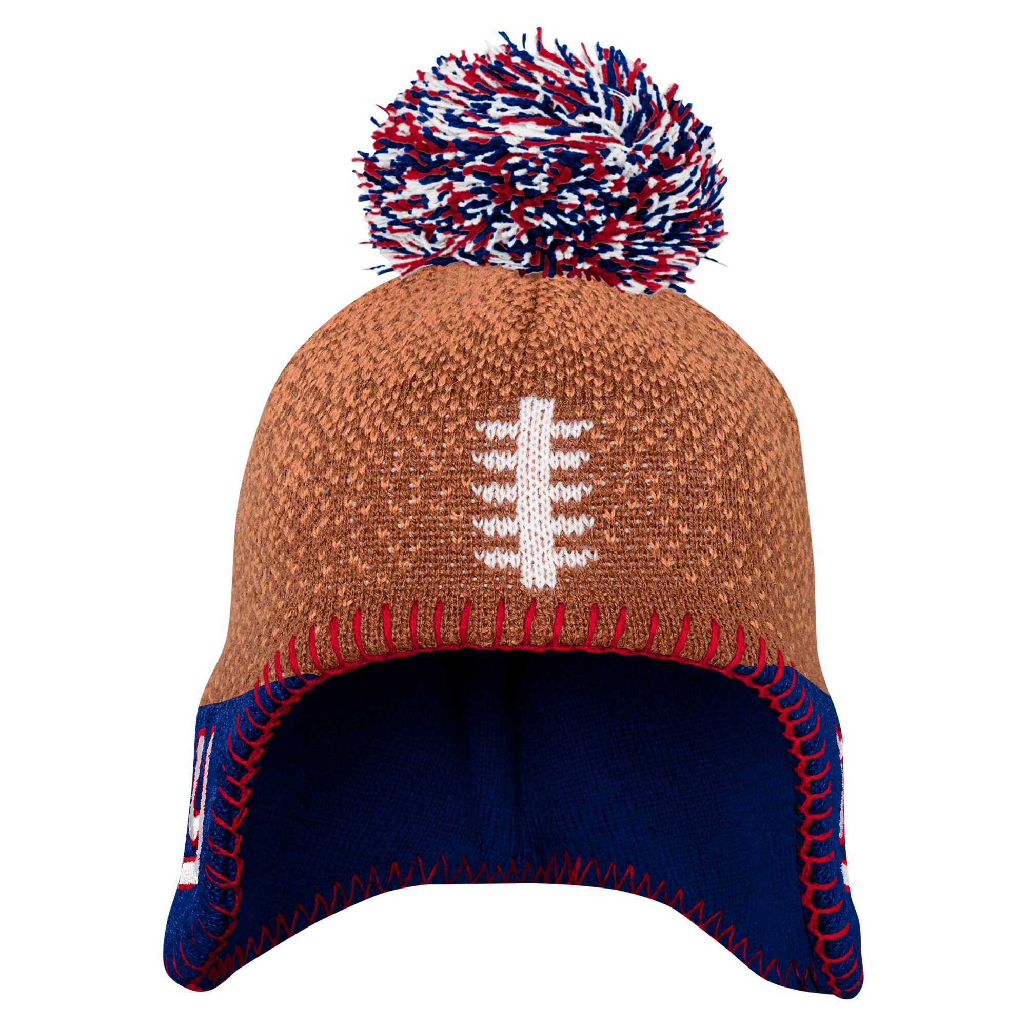 New York Giants preschool brown new york giants football head knit hat with pom | Giants Shop
