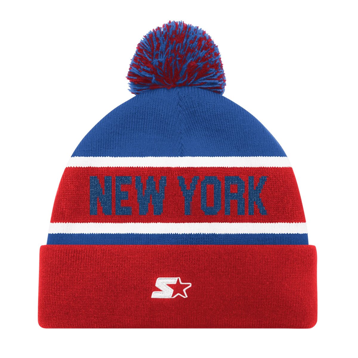 New York Giants unisex starter red new york giants cuffed knit hat with pom | Giants Shop