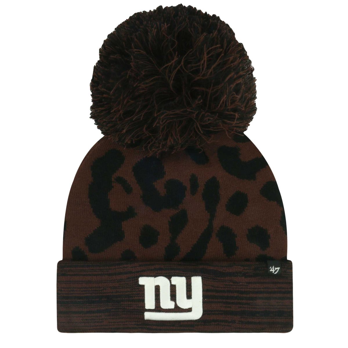 New York Giants womens 47 brown new york giants cacao cuffed knit hat with pom | Giants Shop