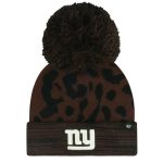 New York Giants womens 47 brown new york giants cacao cuffed knit hat with pom | Giants Shop