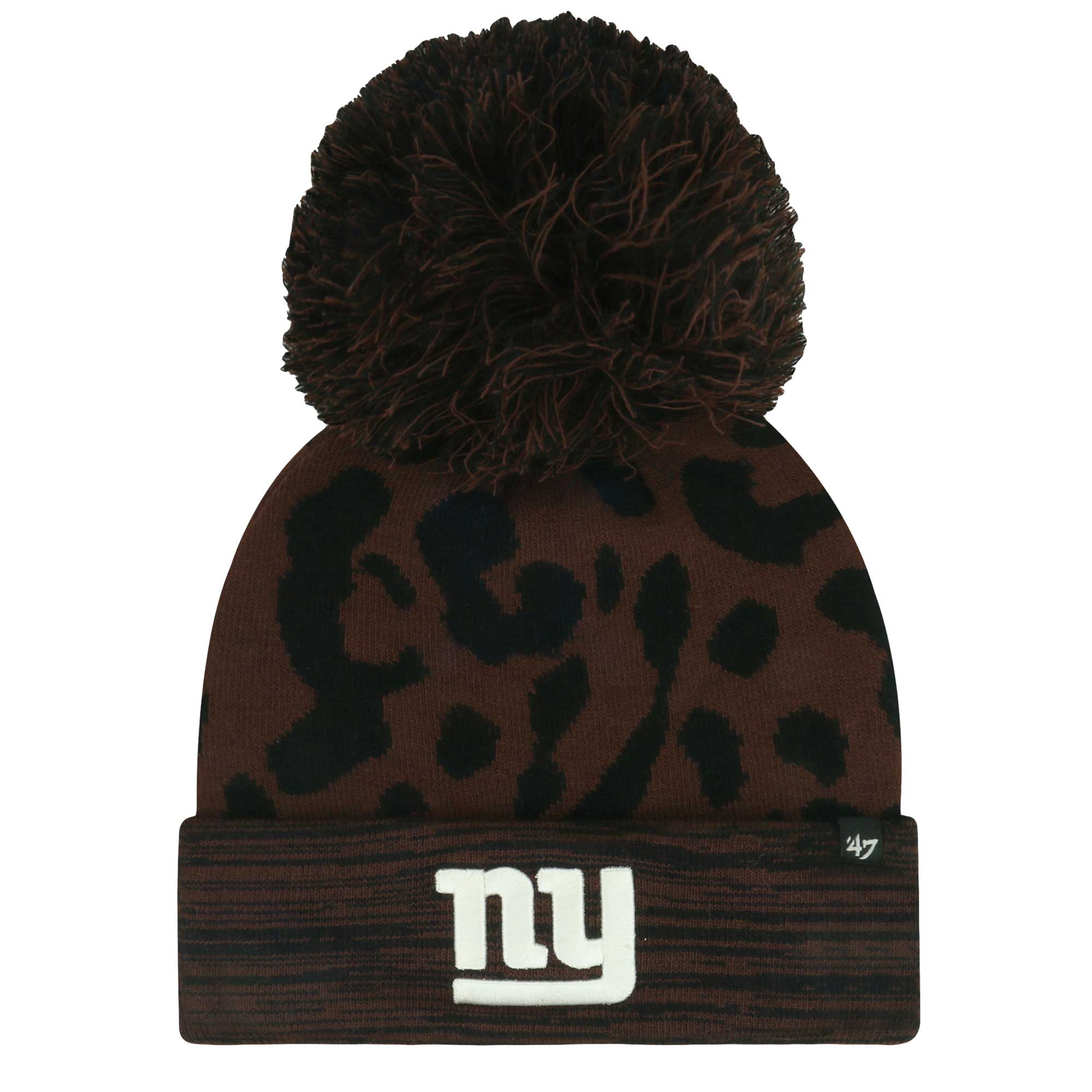 New York Giants womens 47 brown new york giants cacao cuffed knit hat with pom | Giants Shop