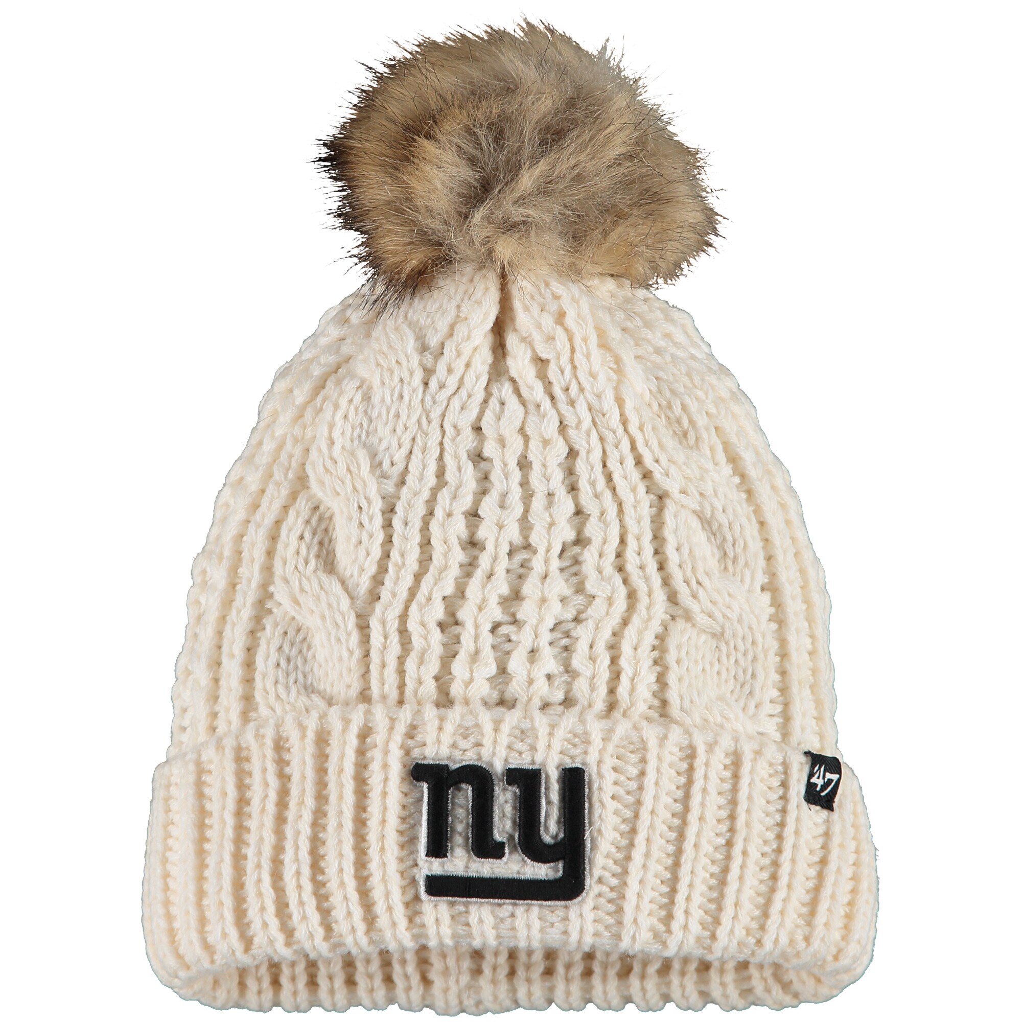 New York Giants womens 47 cream new york giants meeko cuffed knit hat | Giants Shop