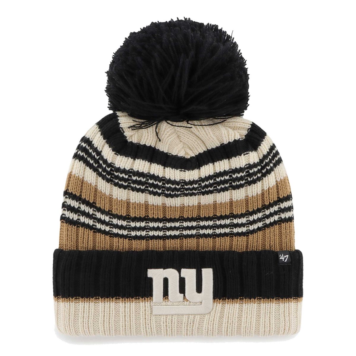 New York Giants womens 47 natural new york giants barista cuffed knit hat with pom | Giants Shop