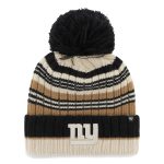 New York Giants womens 47 natural new york giants barista cuffed knit hat with pom | Giants Shop