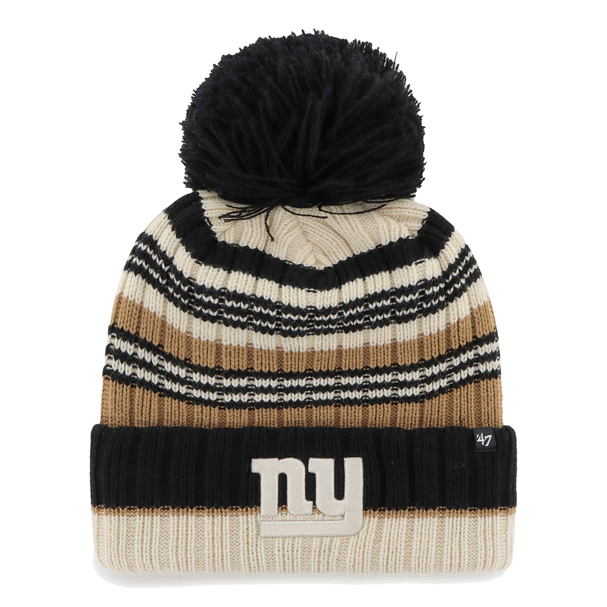 New York Giants womens 47 natural new york giants barista cuffed knit hat with pom | Giants Shop