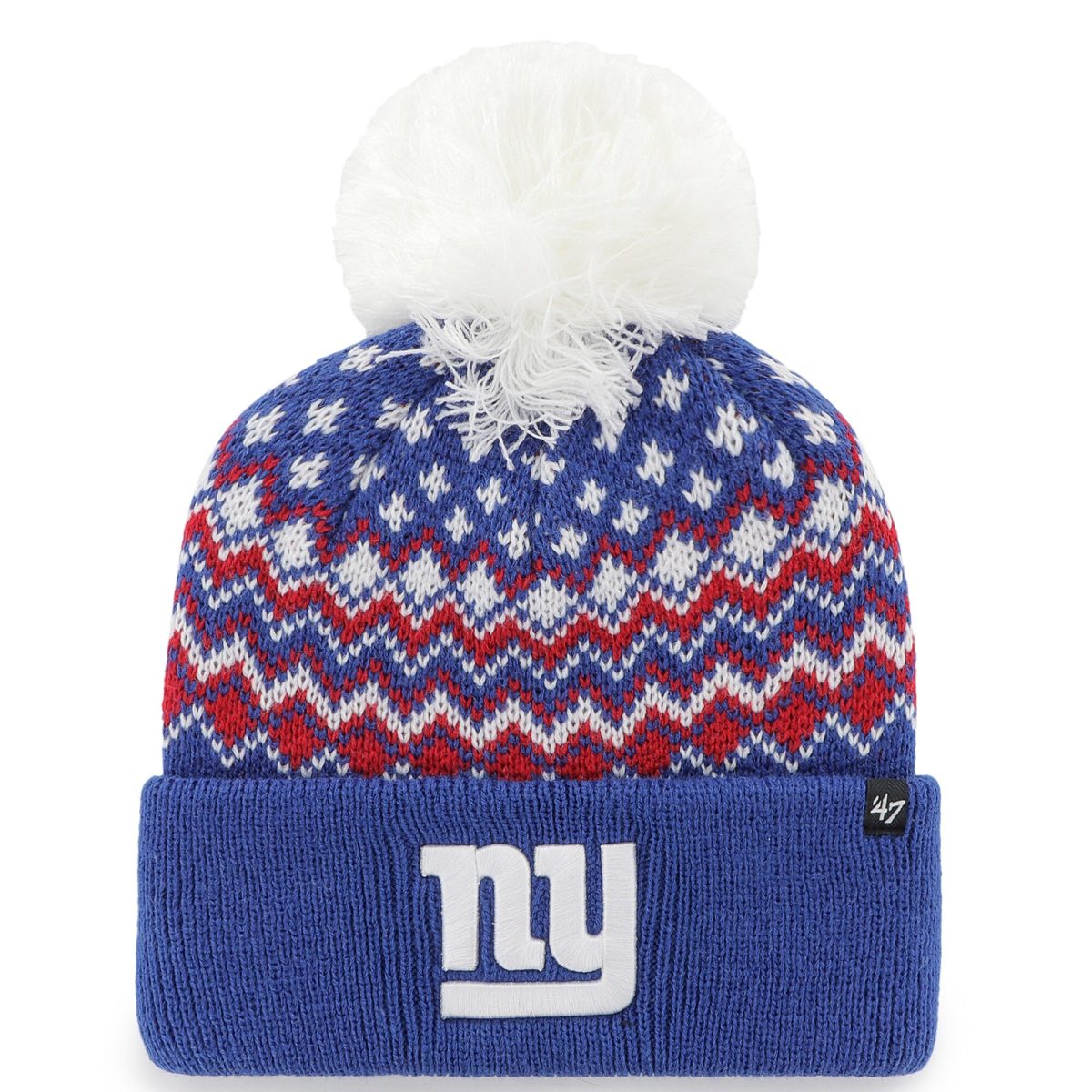 New York Giants womens 47 royal new york giants elsa cuffed knit hat with pom | Giants Shop
