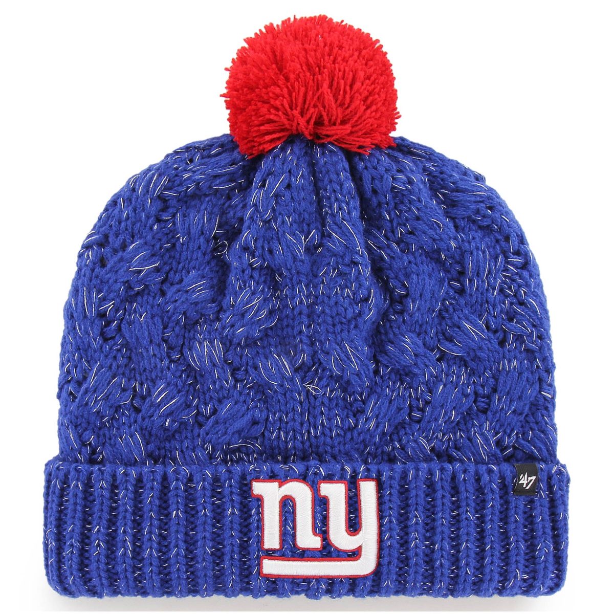 New York Giants womens 47 royal new york giants fiona logo cuffed knit hat with pom | Giants Shop