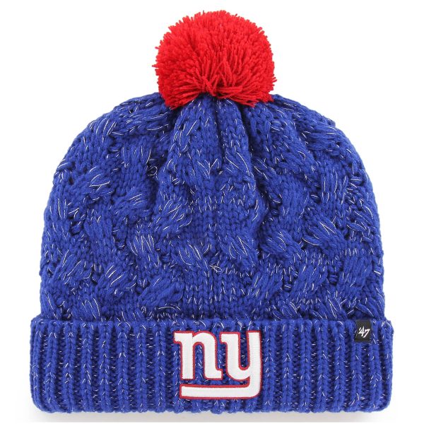 New York Giants womens 47 royal new york giants fiona logo cuffed knit hat with pom | Giants Shop