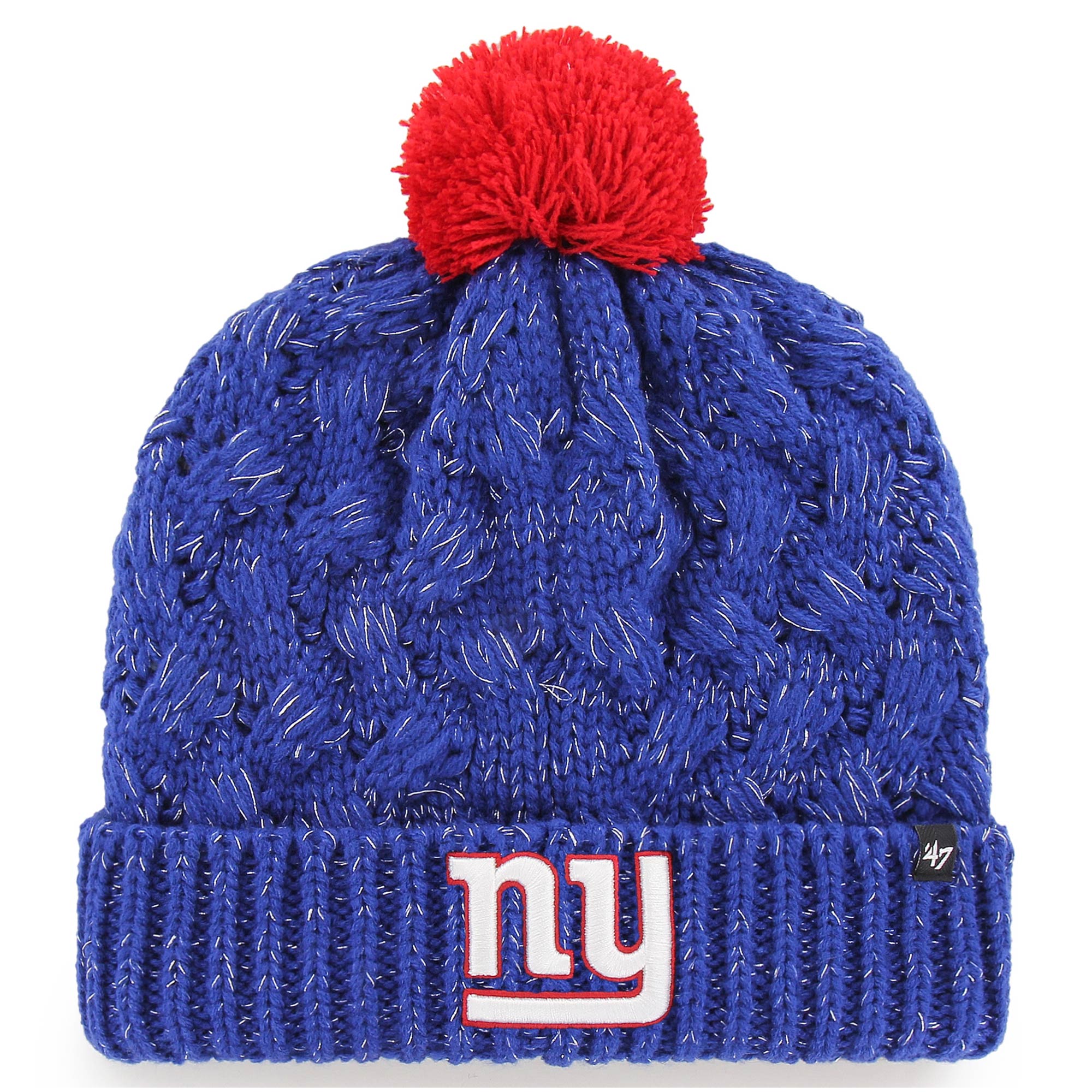 New York Giants womens 47 royal new york giants fiona logo cuffed knit hat with pom | Giants Shop