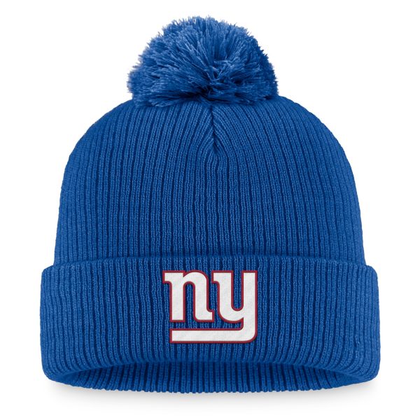 New York Giants womens fanatics royal new york giants logo cuffed knit hat with pom | Giants Shop