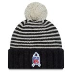 New York Giants womens new era black new york giants 2023 salute to service cuffed pom knit hat | Giants Shop