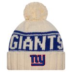 New York Giants womens new era cream new york giants 2024 sideline cuffed knit hat with pom | Giants Shop
