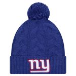 New York Giants womens new era royal new york giants cable cuffed knit hat with pom | Giants Shop