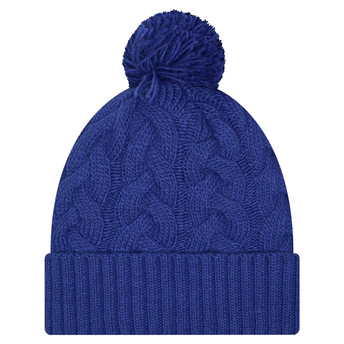 New York Giants womens new era royal new york giants cable cuffed knit hat with pom | Giants Shop