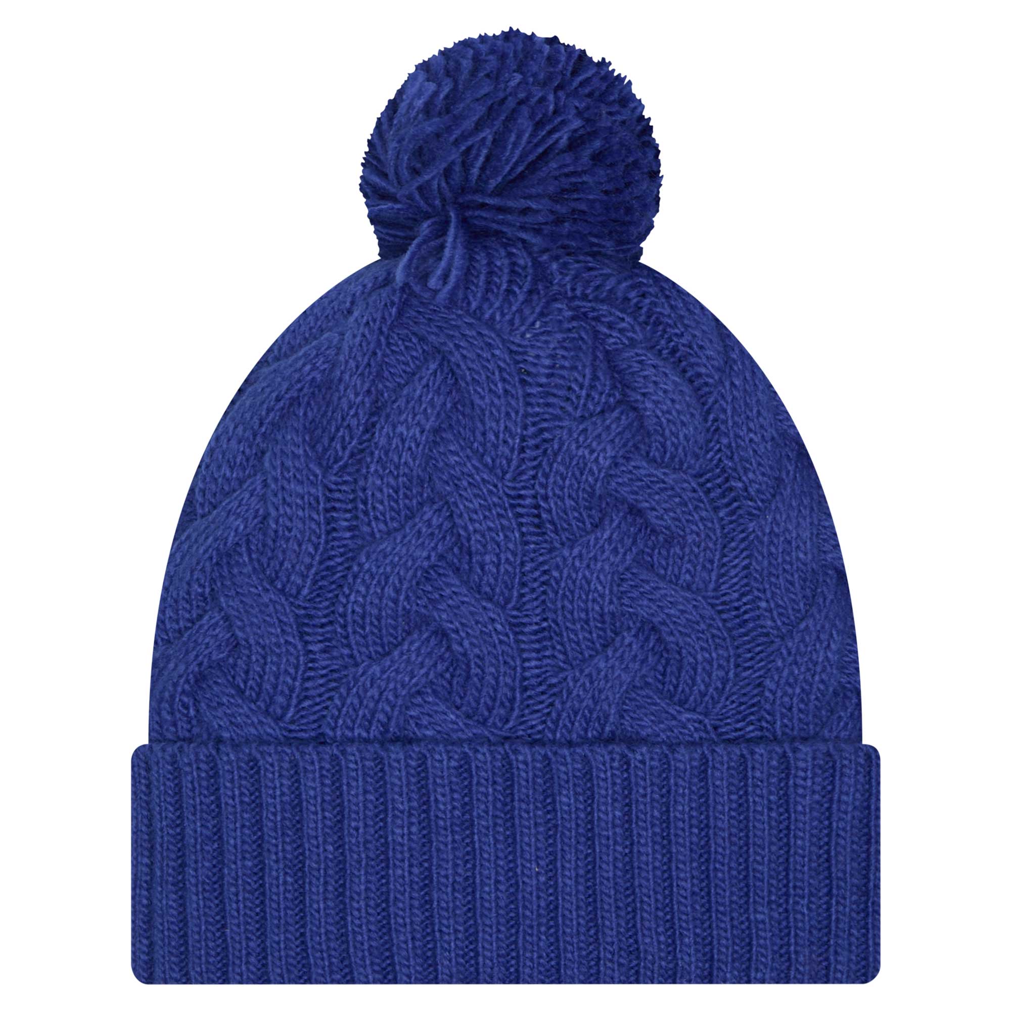 New York Giants womens new era royal new york giants cable cuffed knit hat with pom | Giants Shop