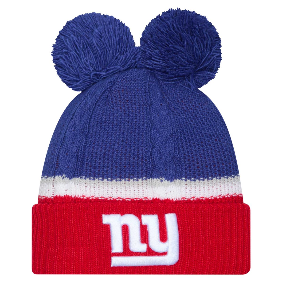 New York Giants womens new era royal new york giants double bubble cuffed knit hat with poms | Giants Shop