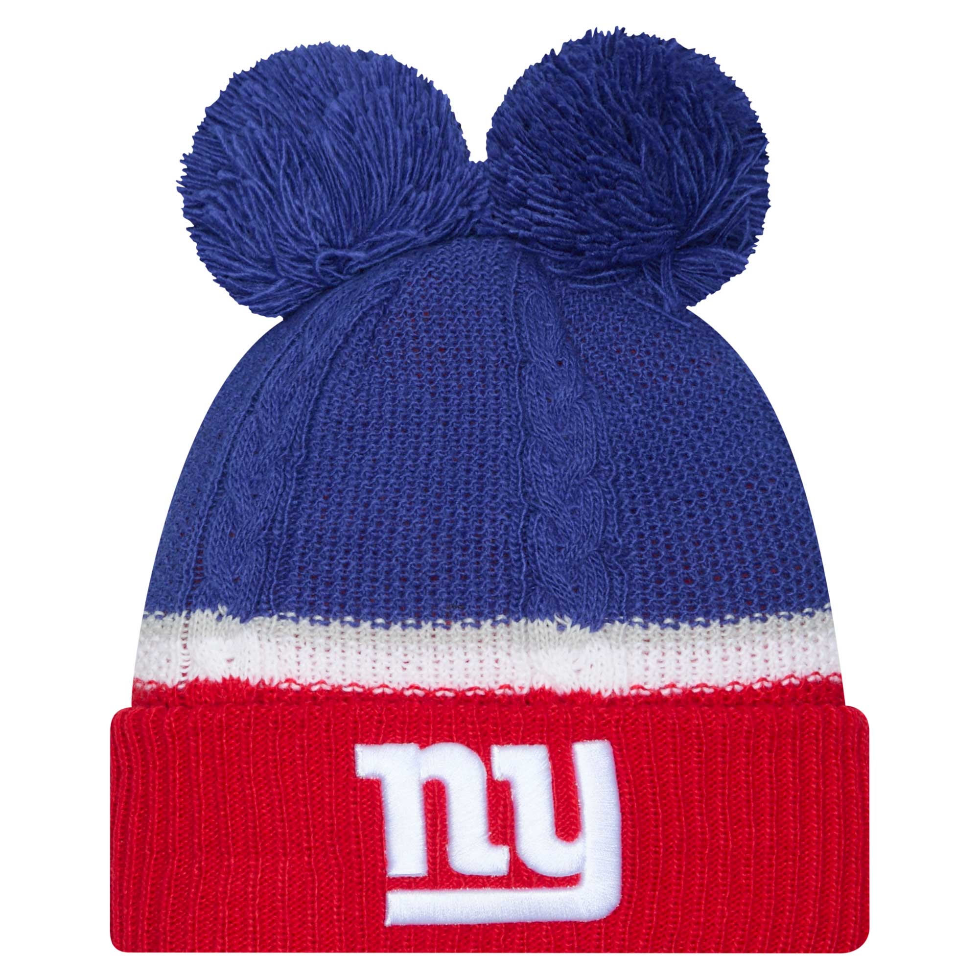 New York Giants womens new era royal new york giants double bubble cuffed knit hat with poms | Giants Shop