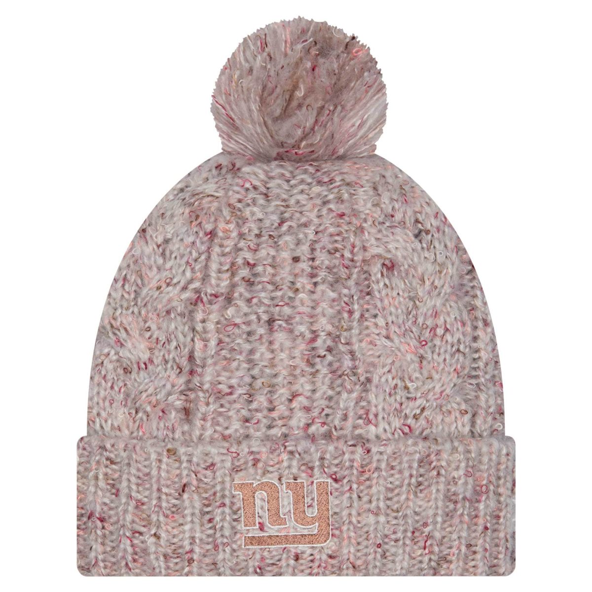 New York Giants womens new era stone new york giants trendy tone cuffed knit hat with pom | Giants Shop