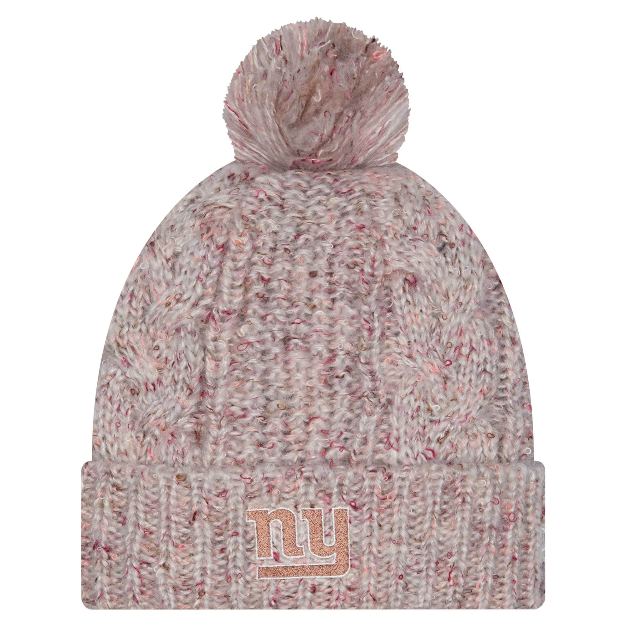 New York Giants womens new era stone new york giants trendy tone cuffed knit hat with pom | Giants Shop