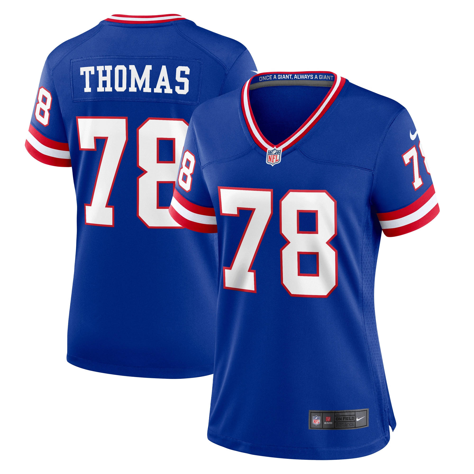 New York Giants womens nike andrew thomas royal new york giants classic player game jersey | Giants Shop