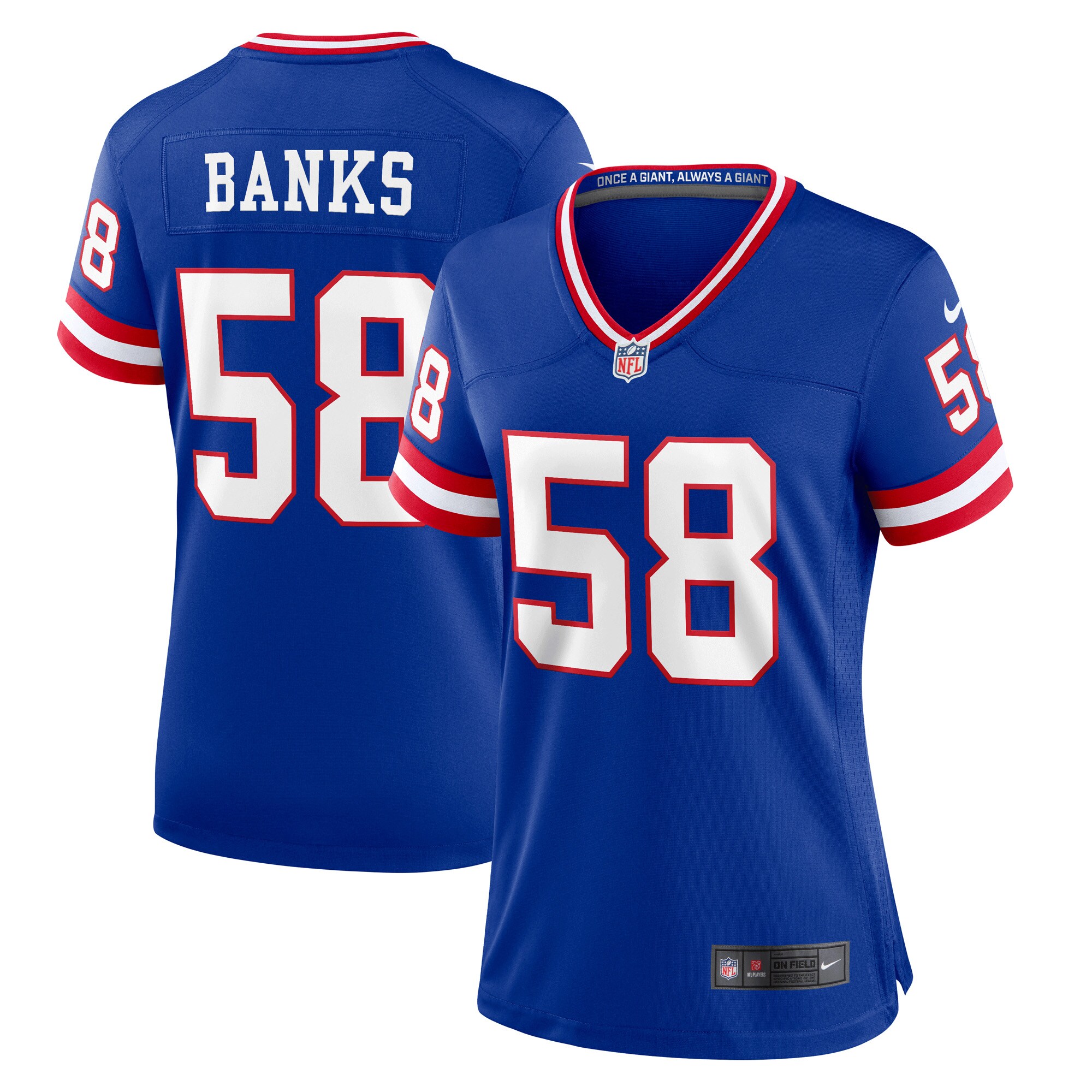 New York Giants womens nike carl banks royal new york giants classic retired player game jersey | Giants Shop
