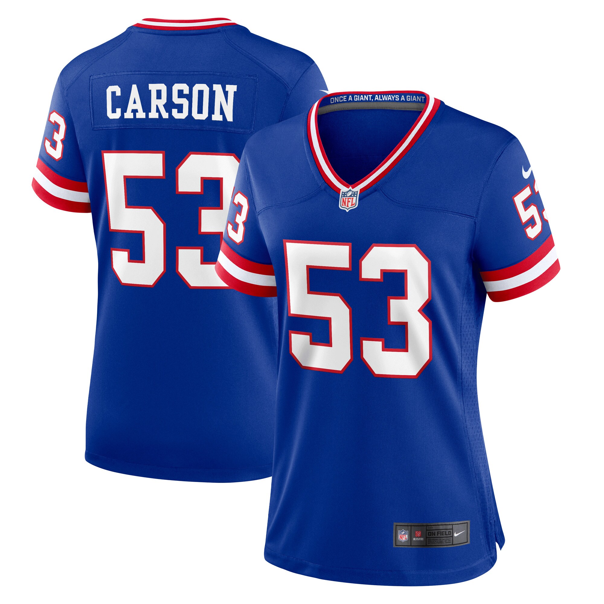 New York Giants womens nike harry carson royal new york giants classic retired player game jersey | Giants Shop