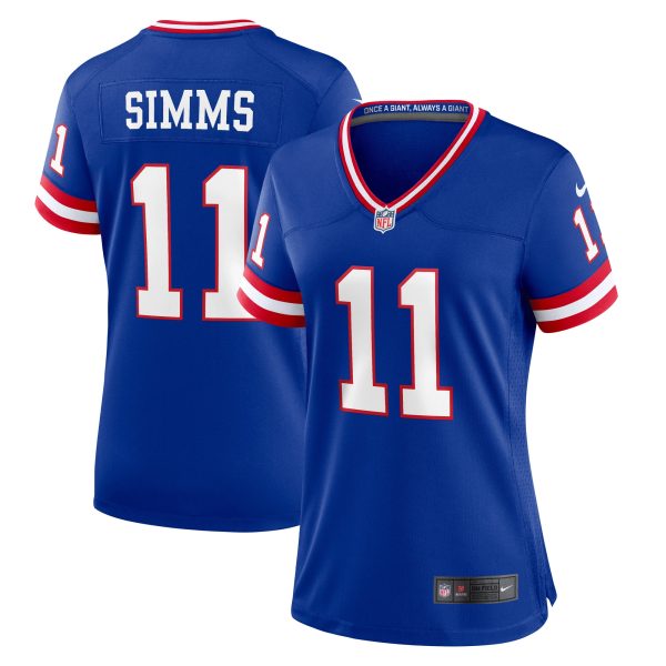 New York Giants womens nike phil simms royal new york giants classic retired player game jersey | Giants Shop