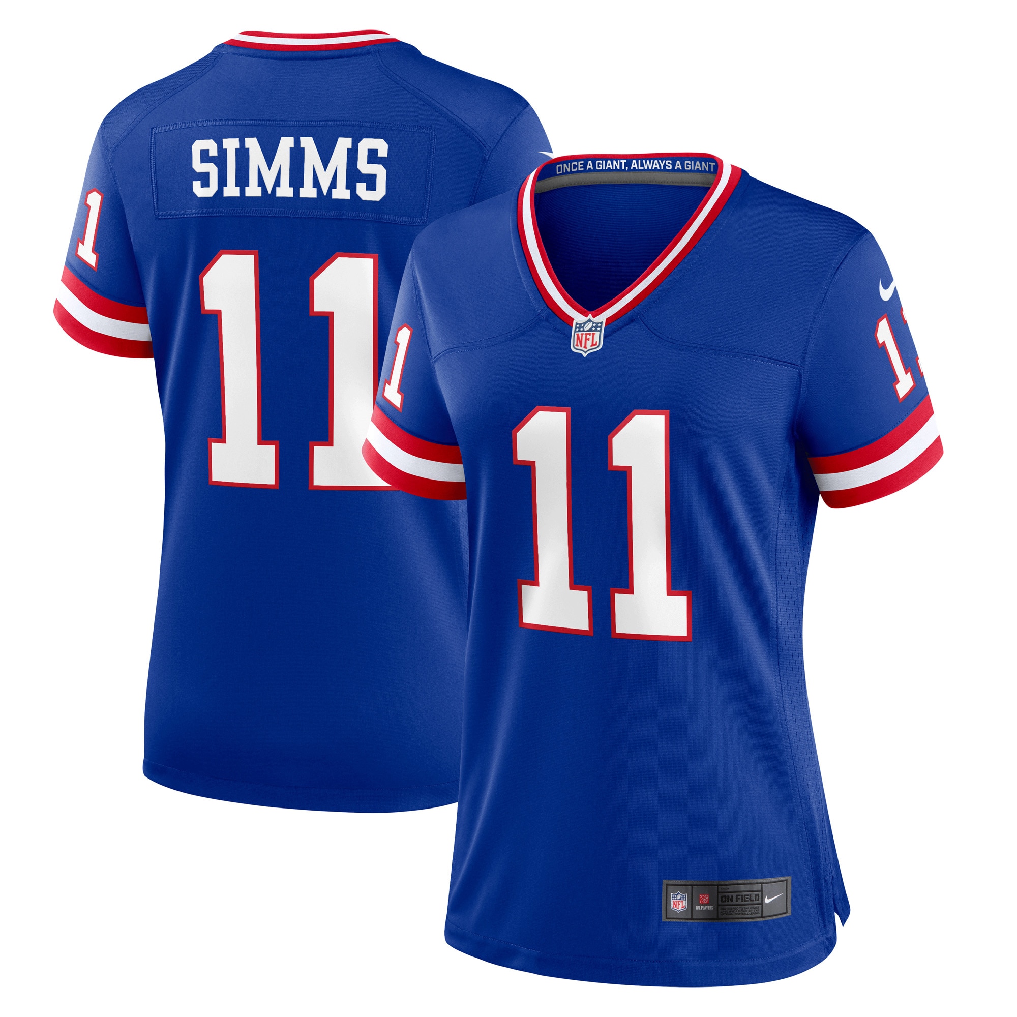 New York Giants womens nike phil simms royal new york giants classic retired player game jersey | Giants Shop