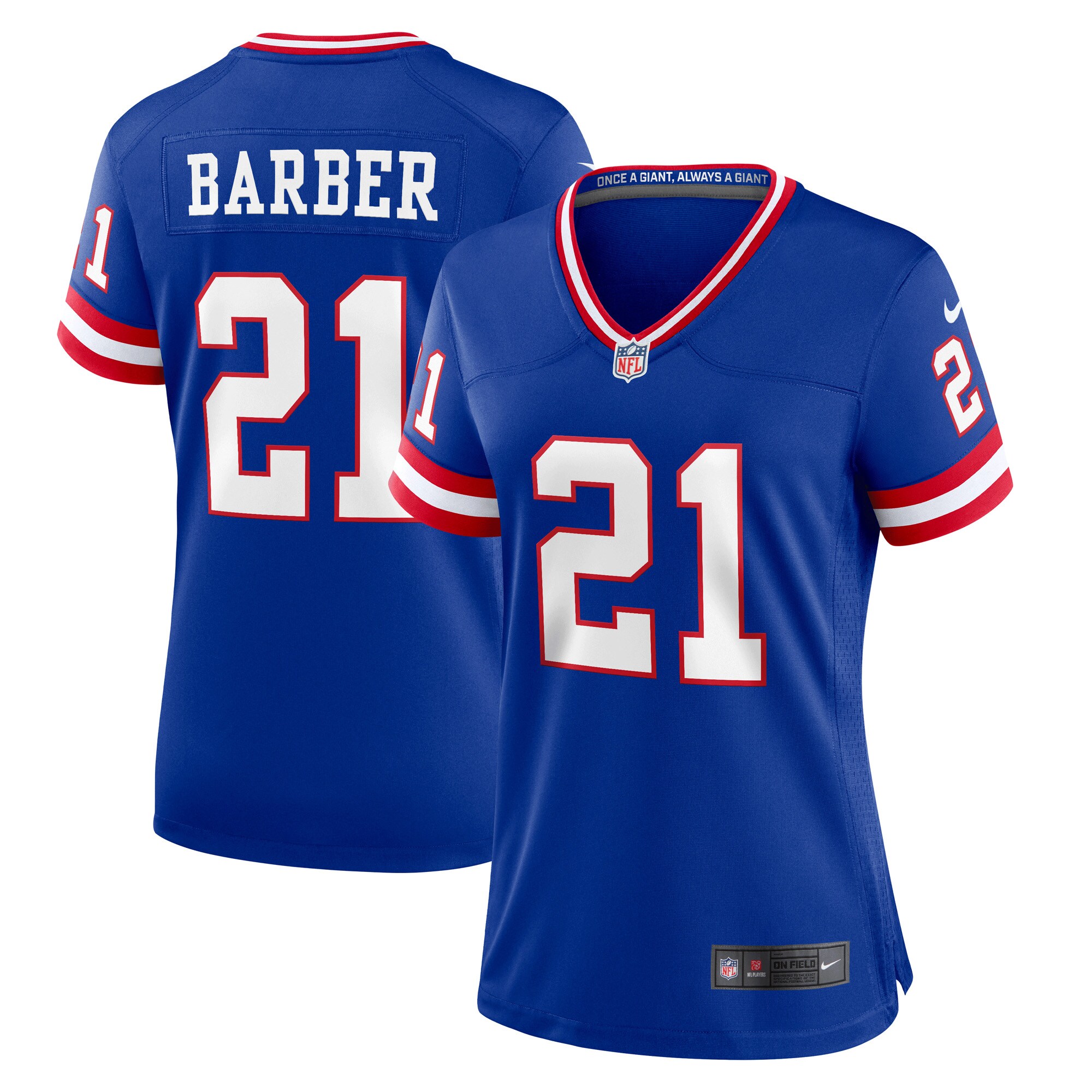 New York Giants womens nike tiki barber royal new york giants classic retired player game jersey | Giants Shop