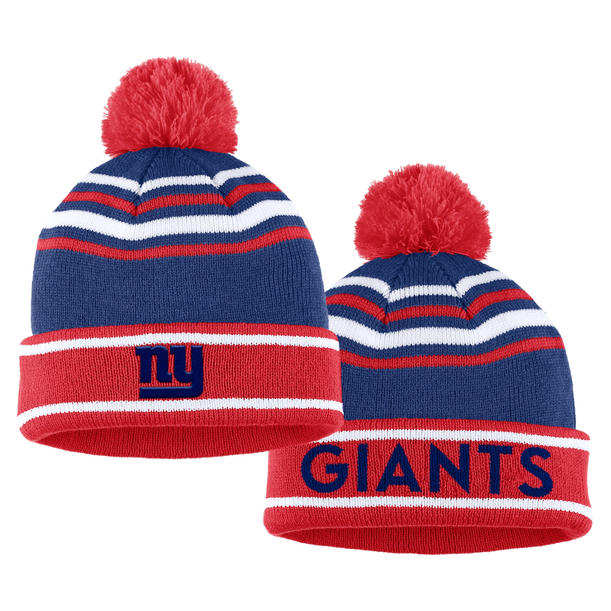 New York Giants womens wear by erin andrews royal new york giants colorblock cuffed knit hat with pom and scarf set | Giants Shop