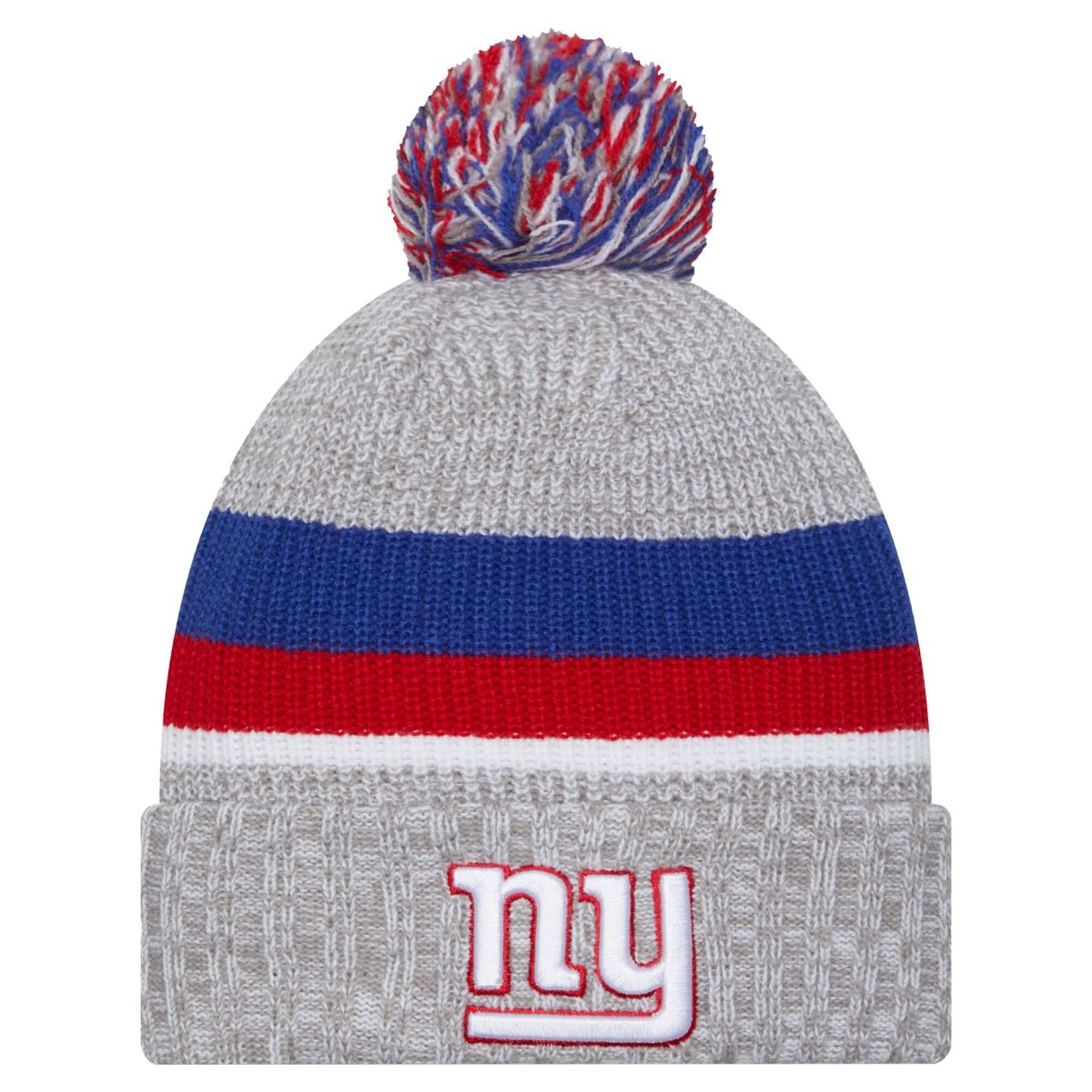 New York Giants youth new era heather gray new york giants cuffed knit hat with pom | Giants Shop