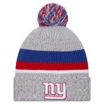 New York Giants youth new era heather gray new york giants cuffed knit hat with pom | Giants Shop