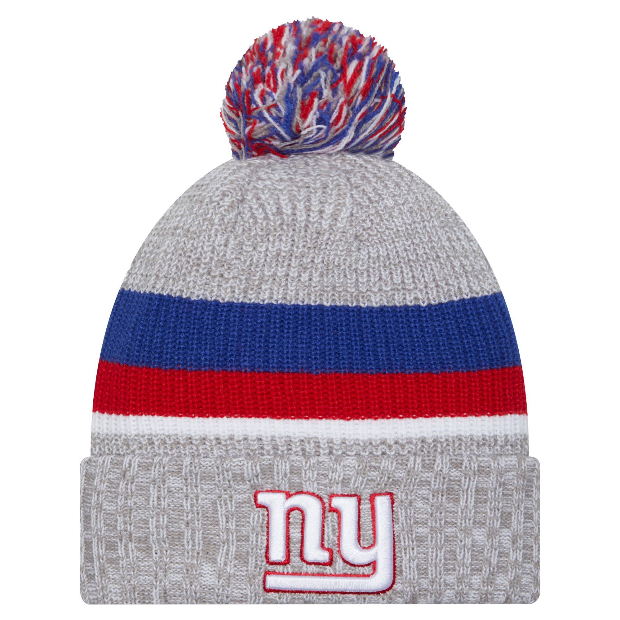 New York Giants youth new era heather gray new york giants cuffed knit hat with pom | Giants Shop