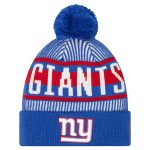 New York Giants youth new era royal new york giants striped cuffed knit hat with pom | Giants Shop